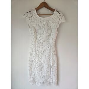 Lulus Romance Language White Backless Lace Mini Length Dress Women’s Size XSmall